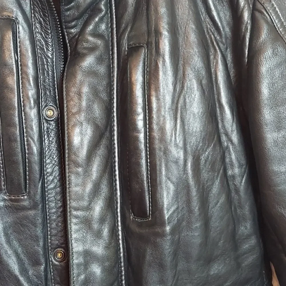 Hugo Boss Black Lambskin Leather Field Jacket 38R - Picture 4 of 16
